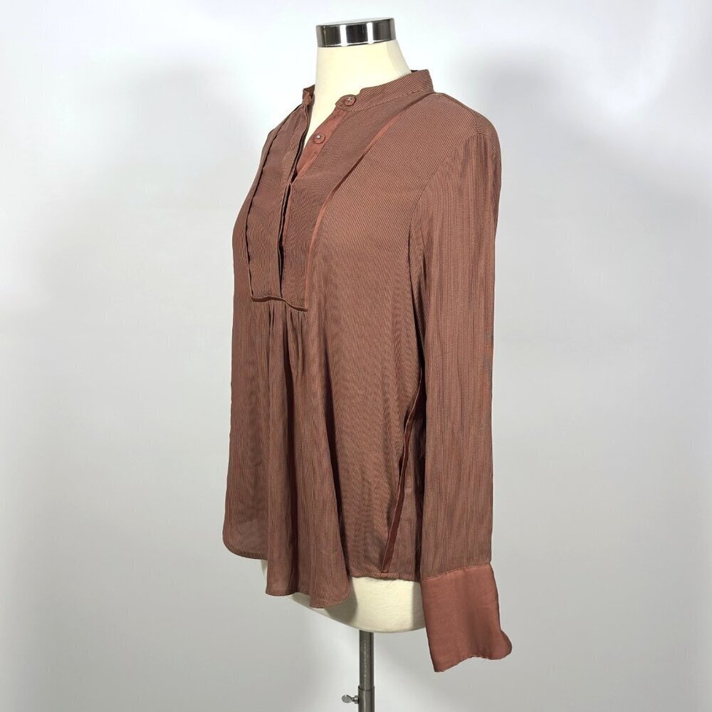 Free People Free Bird Striped Pullover Long Sleeve Blouse Rust Mauve - Small - Picture 3 of 7